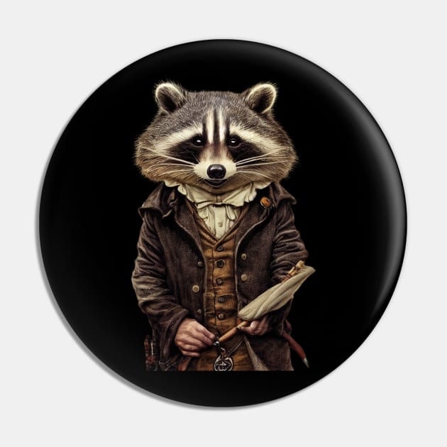 Raccoon Dressed Up Like Bilbo Baggins Pin by starryskin