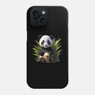 Cute baby panda sitting eating bamboo Phone Case