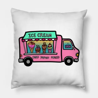 Street food truck ice cream outdoors summer Pillow