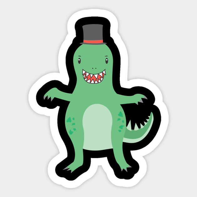 Funny Smiling All Out Teeth And Fangs Cute Dinosaur With A Hat Design Gift Idea Dinosaur Sticker Teepublic