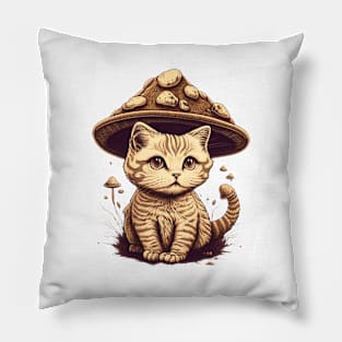 Cottagecore Aesthetic Goblincore Cat Mushroom Hat Pillow