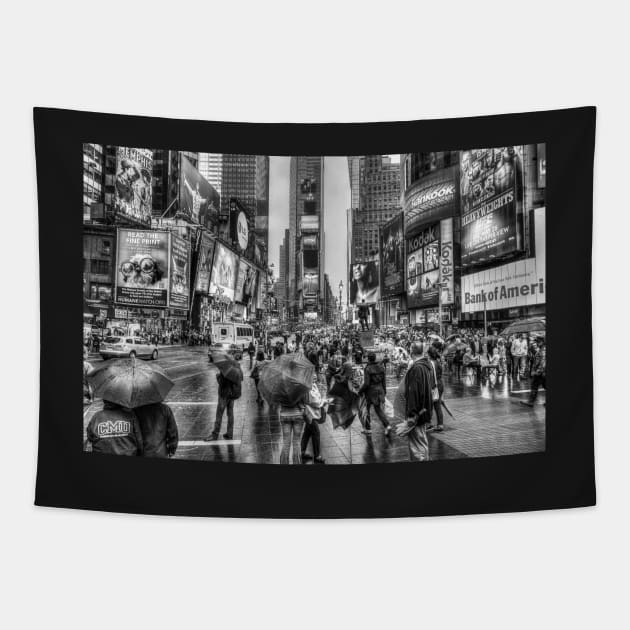 Times Square, Broadway, Black And White Tapestry by tommysphotos
