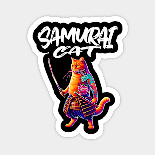 Japanese Samurai Cat Magnet