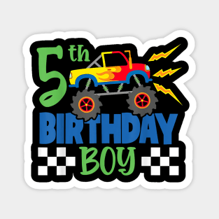 5 Year Old 5th Birthday Boy Monster Truck Car Magnet