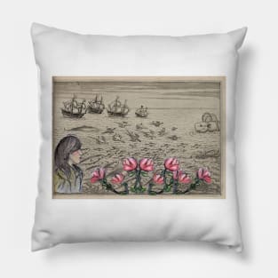 Woman Watching Sea Creatures Pillow