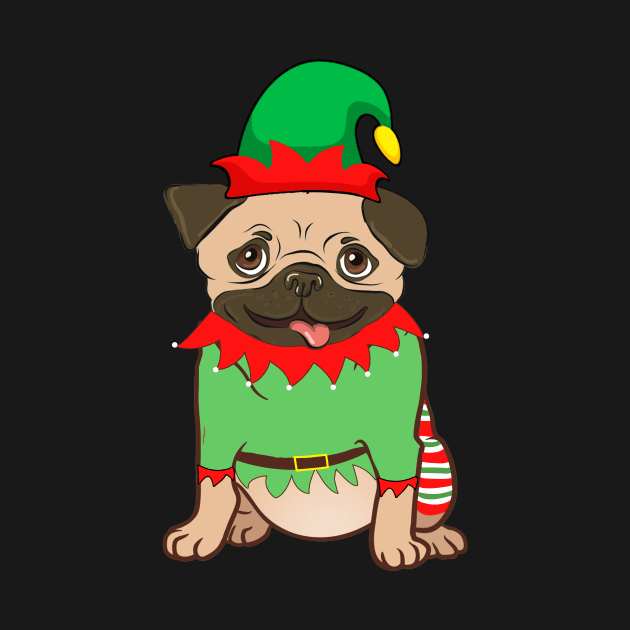 Pug In Elf Costume Christmas by Danielsmfbb