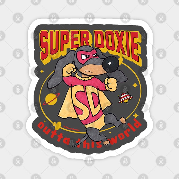 Cute Superhero Super Doxie outta this world Magnet by Danny Gordon Art