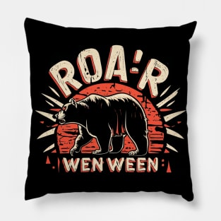 Vintage Savage Bear Roar O Ween Pillow