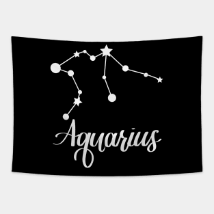 Aquarius Zodiac Constellation in White Tapestry