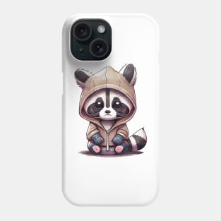 Cartoon Raccoon Wearing Hoodie Phone Case