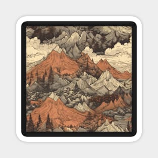 Mountains Painting Japan Magnet