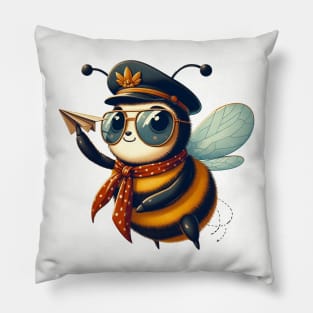 Funny cute bumblebee pilot Pillow