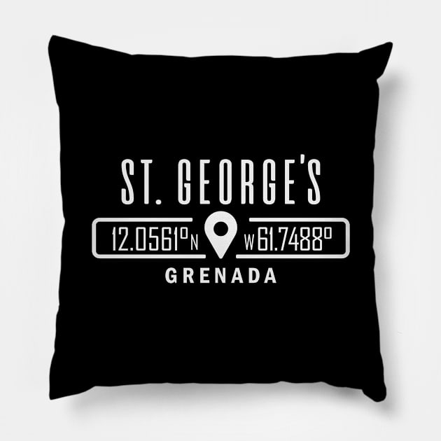 St Georges, Grenada GPS Location Pillow by IslandConcepts