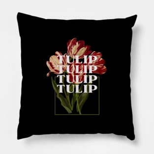 Tulip Vintage Positive Tulips Minimalist Art Deco Pillow