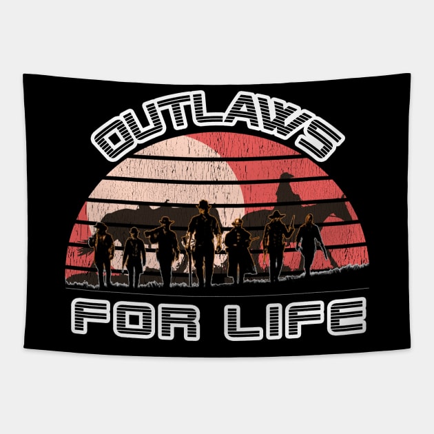 Best Red Dead Redemption 2 Tee Shirt Outlaws 4 Life Gift Ideas for Gamers Tapestry by MIRgallery