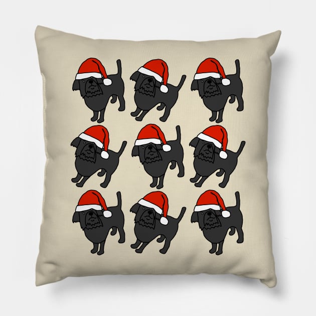 Nine Cute Christmas Santa Dogs Pillow by ellenhenryart