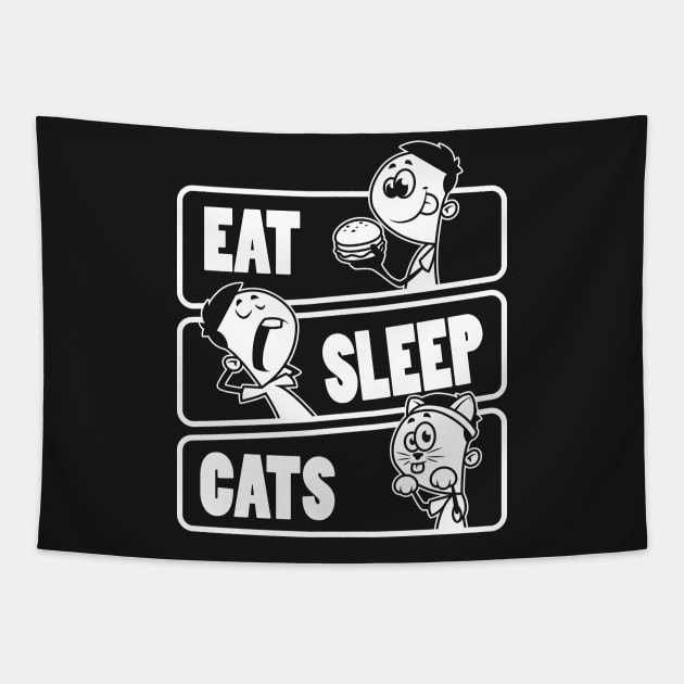 Eat Sleep Cats - Cat lover gift design Tapestry by theodoros20
