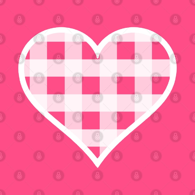 Bright Pink and White Buffalo Plaid Heart by bumblefuzzies