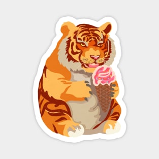 Chubby Tigers Love Parties and Icecream Magnet