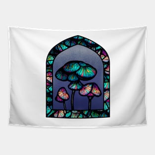 Stained Glass Mushrooms Tapestry