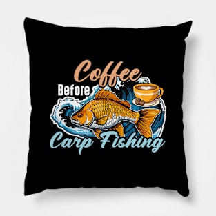 Carp Fisherman Coffee Fish Hunting Coffee Lover Pillow