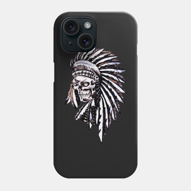 Native American Indian Skull Headdress Phone Case by Atomus