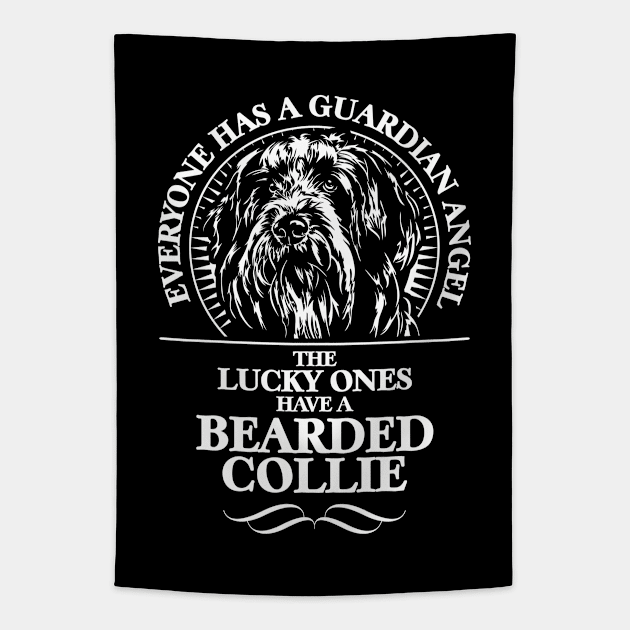 Proud Bearded Collie Guardian Angel dog sayings Tapestry by wilsigns