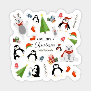 Merry Christmas drawings stickers set transparent background Magnet