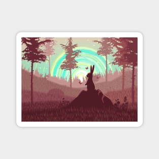 Colorful rabbit landscape Magnet