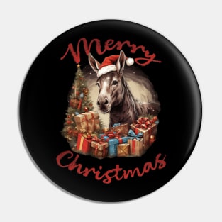 Donkey Merry Christmas Design Pin