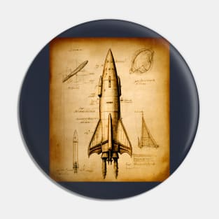 Rocket Drawing Two Engines Pin