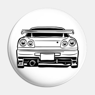 R34 GTR Skyline Turbo JDM Tuning Racing Car Line Art Pin