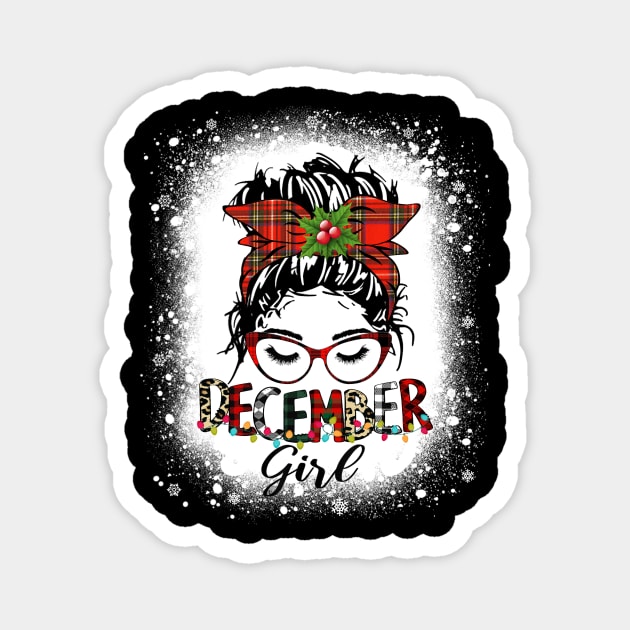 Bleached Messy Bun December Girl Christmas Lights Birthday Magnet by Magazine