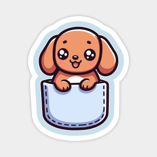 Dachshund Puppy in Pocket Kawaii Peeking Dog Magnet