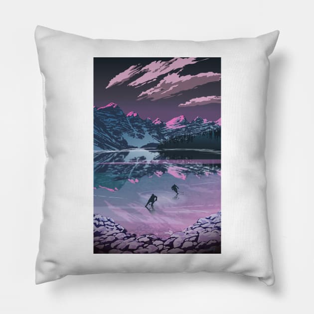 Scenic sunset hockey Pillow by SFDesignstudio