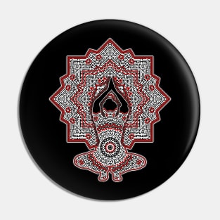 Yoga Pose In Red And Black Against Geometric Pattern Pin