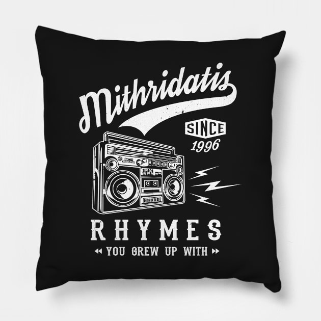 Rhymes You Grew Up With - White Pillow by AmokTimeArts