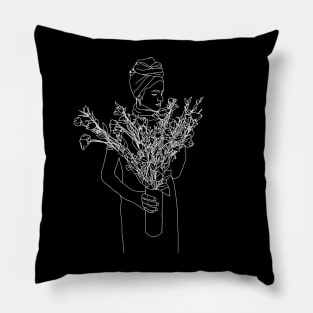 Woman with flowers Pillow