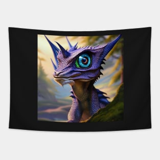 Purple Scaled Jungle Dragon with Big Blue Eyes Tapestry