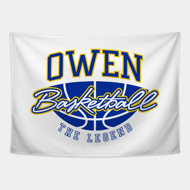 Owen Basketball The Legend Custom Player Your Name Tapestry by Baseball Your Name