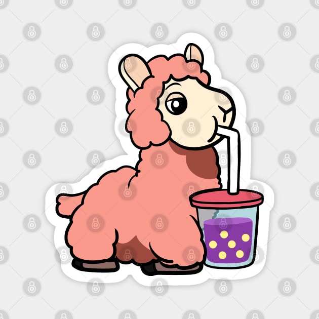 Boba Llama Magnet by WildSloths