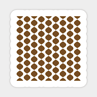 Mid Century Modern Retro 60s Waves Pattern  (Dark Warm Brown) Magnet