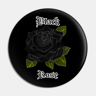 Drawn Black Rose – Gothic flower Pin