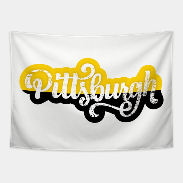 Pittsburgh Black and Yellow Tapestry by polliadesign