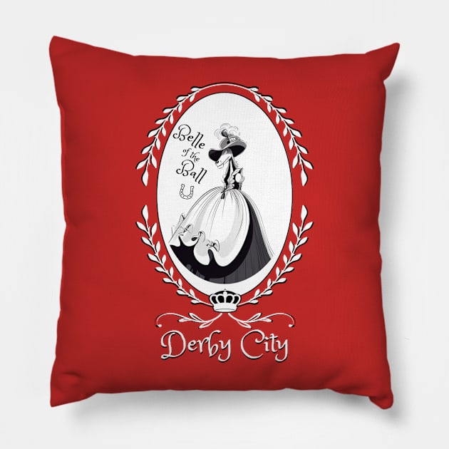 Derby City Collection: Belle of the Ball 4 (Red) Pillow by TheArtfulAllie