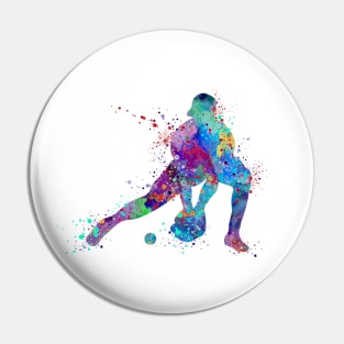 Girl Baseball Catcher Watercolor Sport Pin