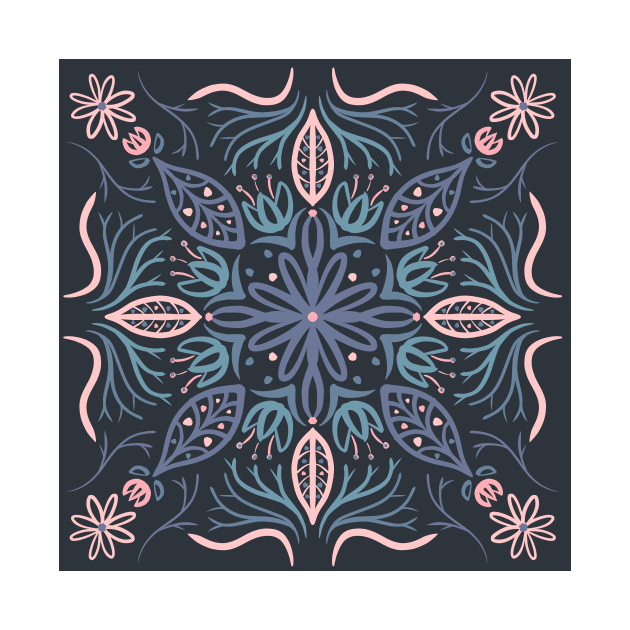 Flower Mandala Summertime - Pink & Dark Gray by monitdesign