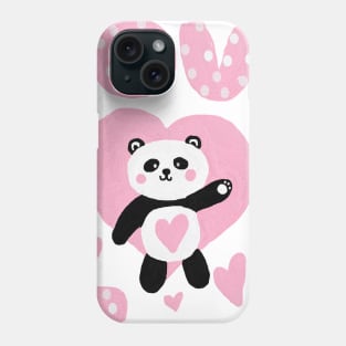 panda, oil painting, pink Phone Case