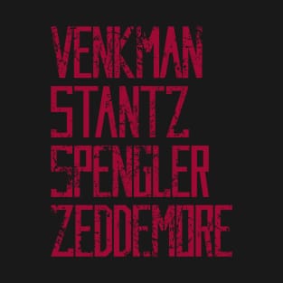 Venkman, Stantz, Spengler, Zeddemore Name Badges – distressed (Ghostbusters) T-Shirt