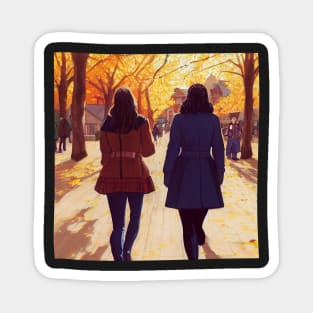 The Girls Walking in Autumn III Magnet